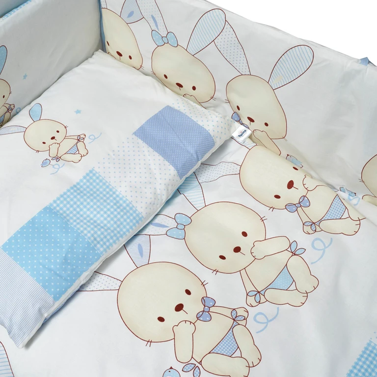 Постільний комплект 7 ел Twins Dolce Друзі зайчики 4060-D7-003, blue